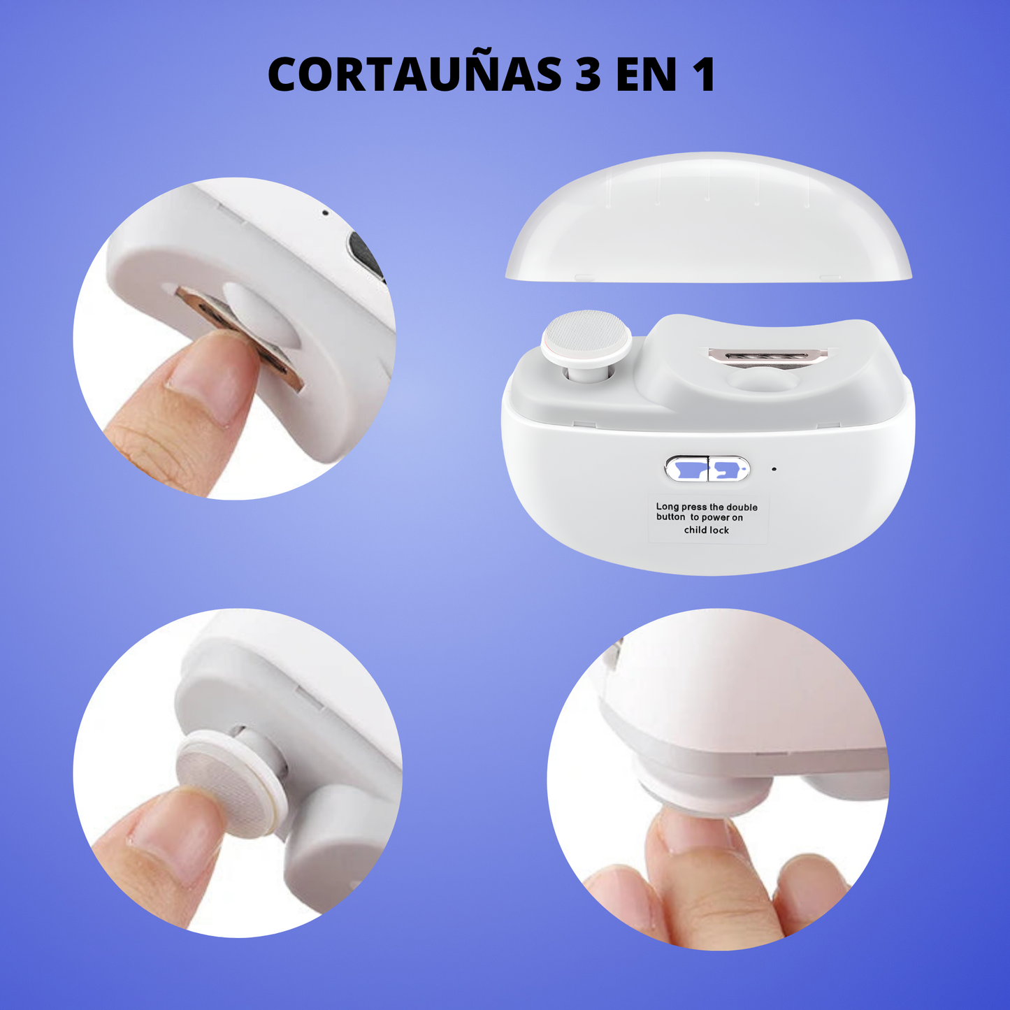 Cortaúñas eléctrico 3 en 1